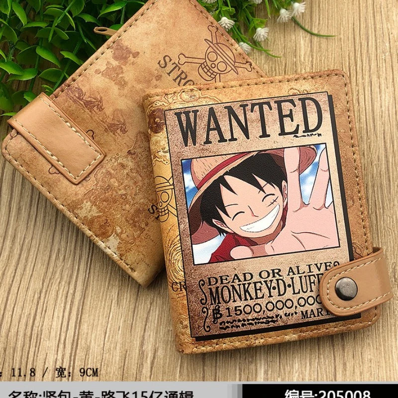 One Piece Bifold Short Wallet – Anime PU Leather Coin Purse & Card Holder