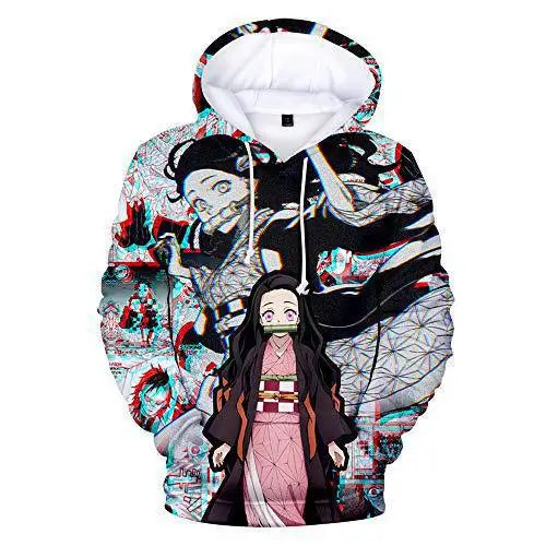 Demon Slayer Anime 3D Print Hoodie – Tanjiro & Nezuko Casual Pullover Streetwear