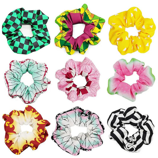 Demon Slayer Hair Scrunchie - Anime Satin Elastic Hair Tie