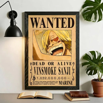 One Piece Anime Wanted Poster Canvas Wall Art – High-Definition Unframed Print