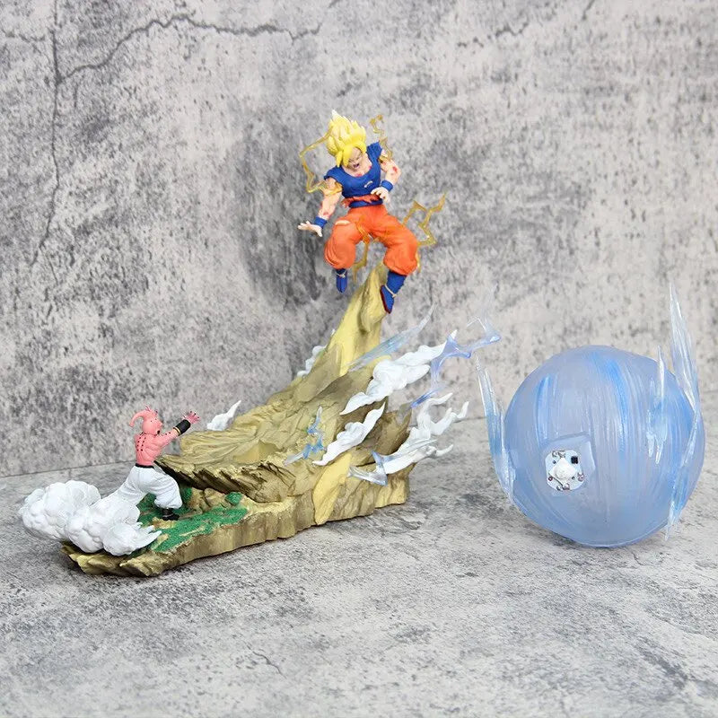 Dragon Ball Z Goku vs Kid Buu Battle Statue – 15cm Spirit Bomb Action Figure Scene Model