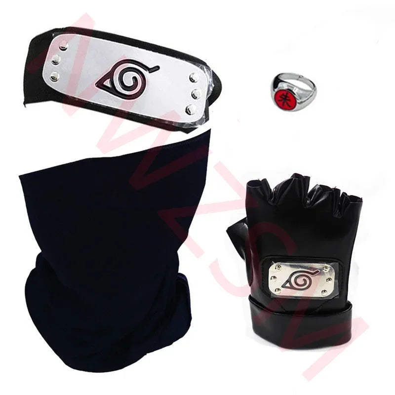 Naruto Hatake Kakashi Cosplay Set – Ninja Mask, Headband & Gloves Prop Accessories