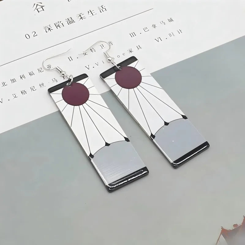 Demon Slayer Tanjiro Hanafuda Sun Earrings & Ear Clips