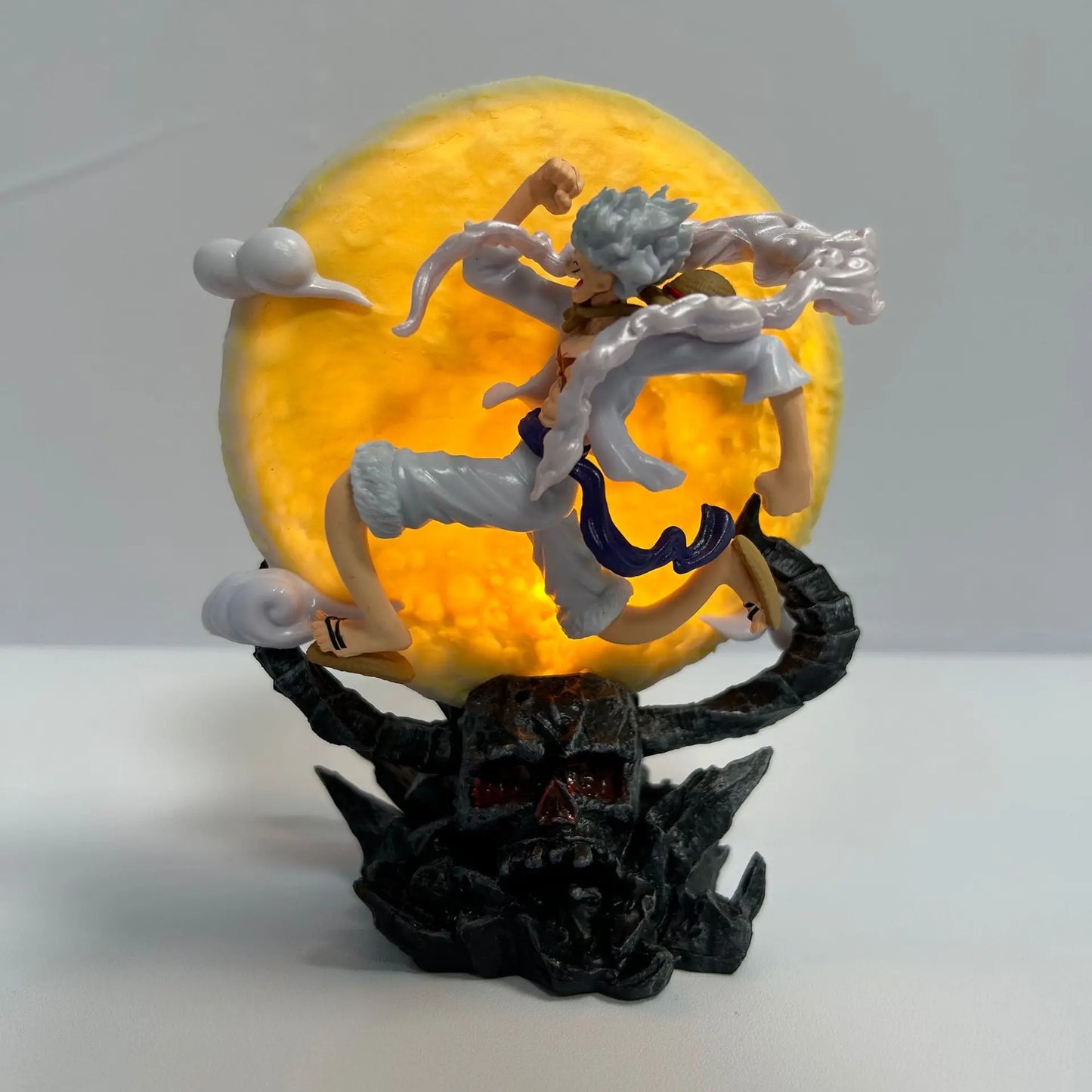 One Piece Gear 5 Luffy "Moon Fairy" Action Figure – 14cm Sun God Nika PVC Statue with LED Moon Light