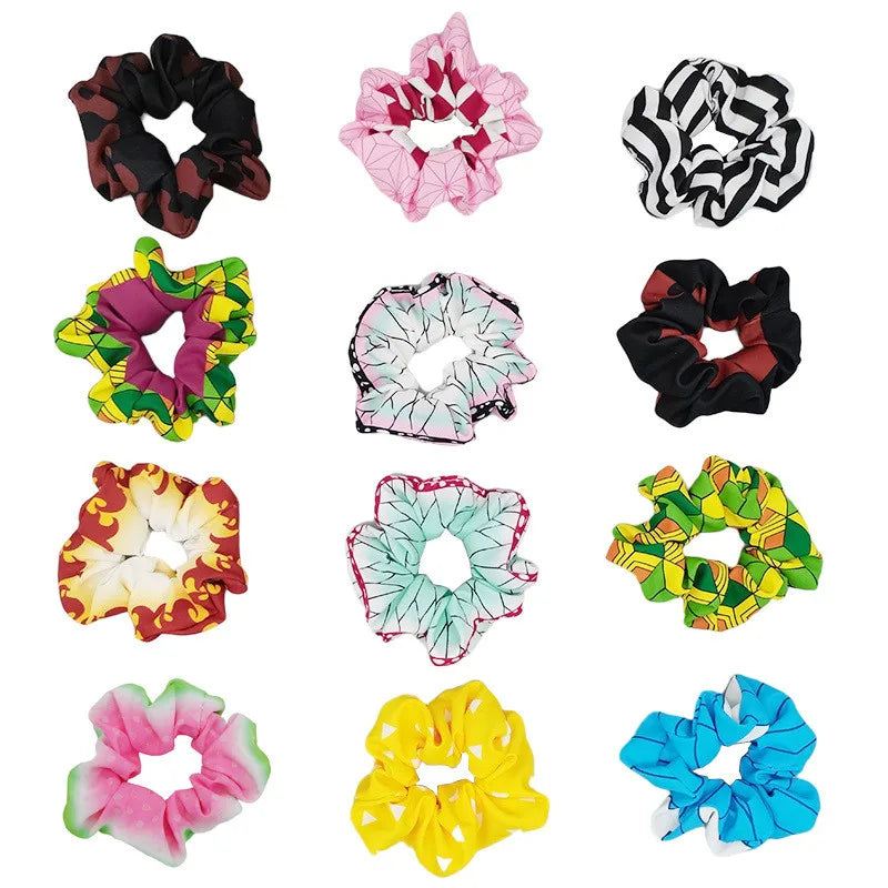 Demon Slayer Hair Scrunchie - Anime Satin Elastic Hair Tie