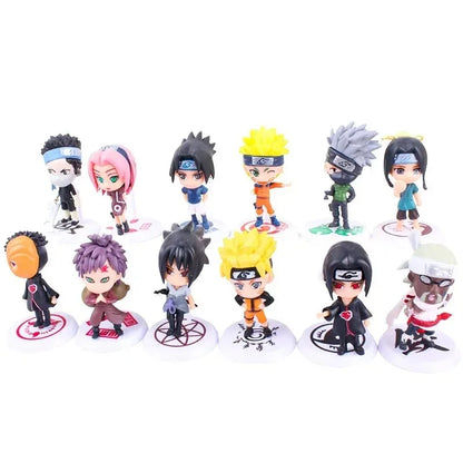 Uchiha clan mini figure set with detailed personality bases - 7-8cm anime miniatures for PC cases