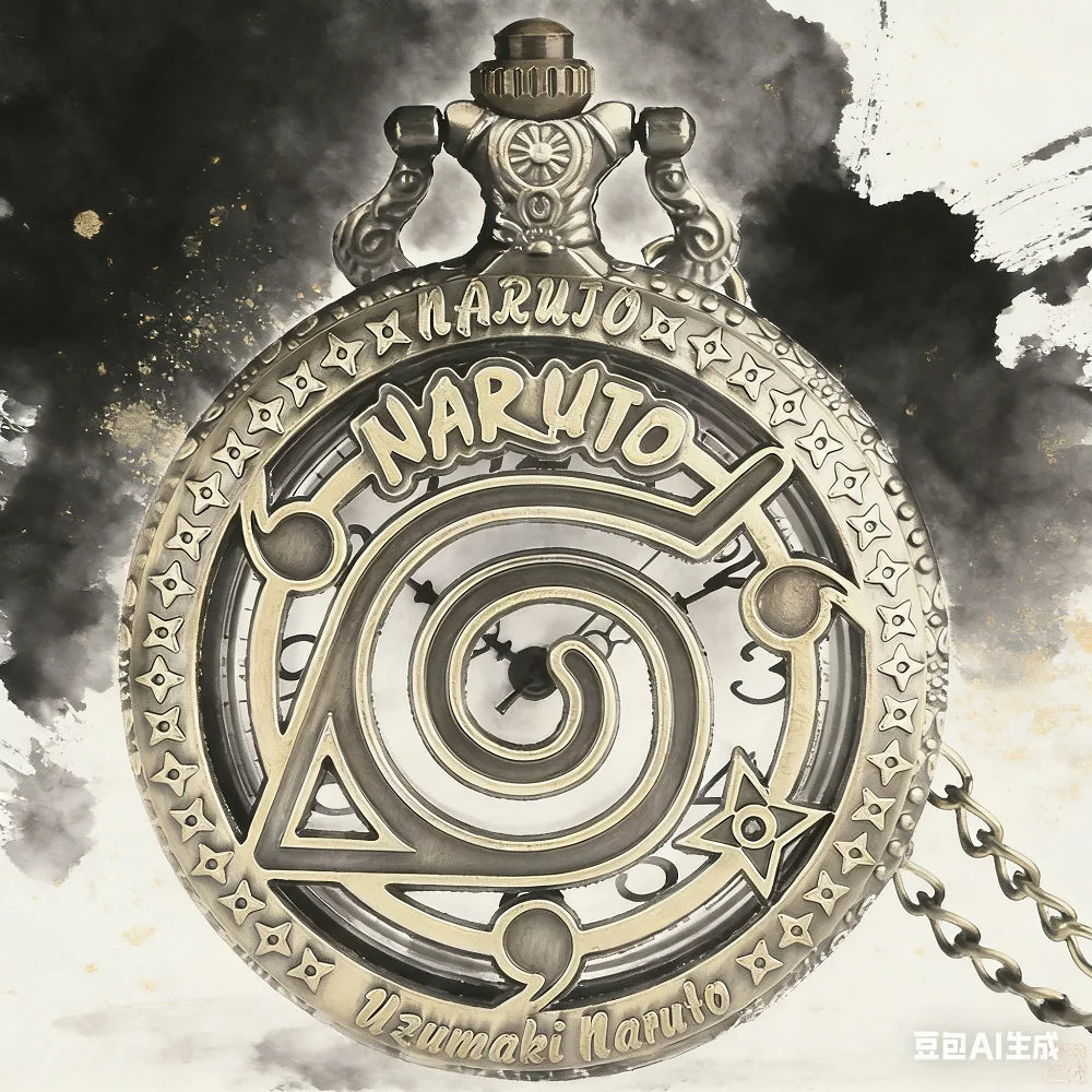 Naruto Vintage Bronze Quartz Pocket Watch – Anime Flip Cover Pendant Watch