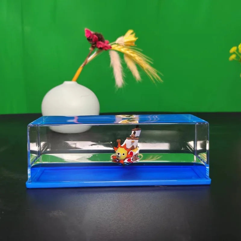 One Piece Floating Ship Liquid Wave Bottle – Thousand Sunny & Going Merry Desk Ornament