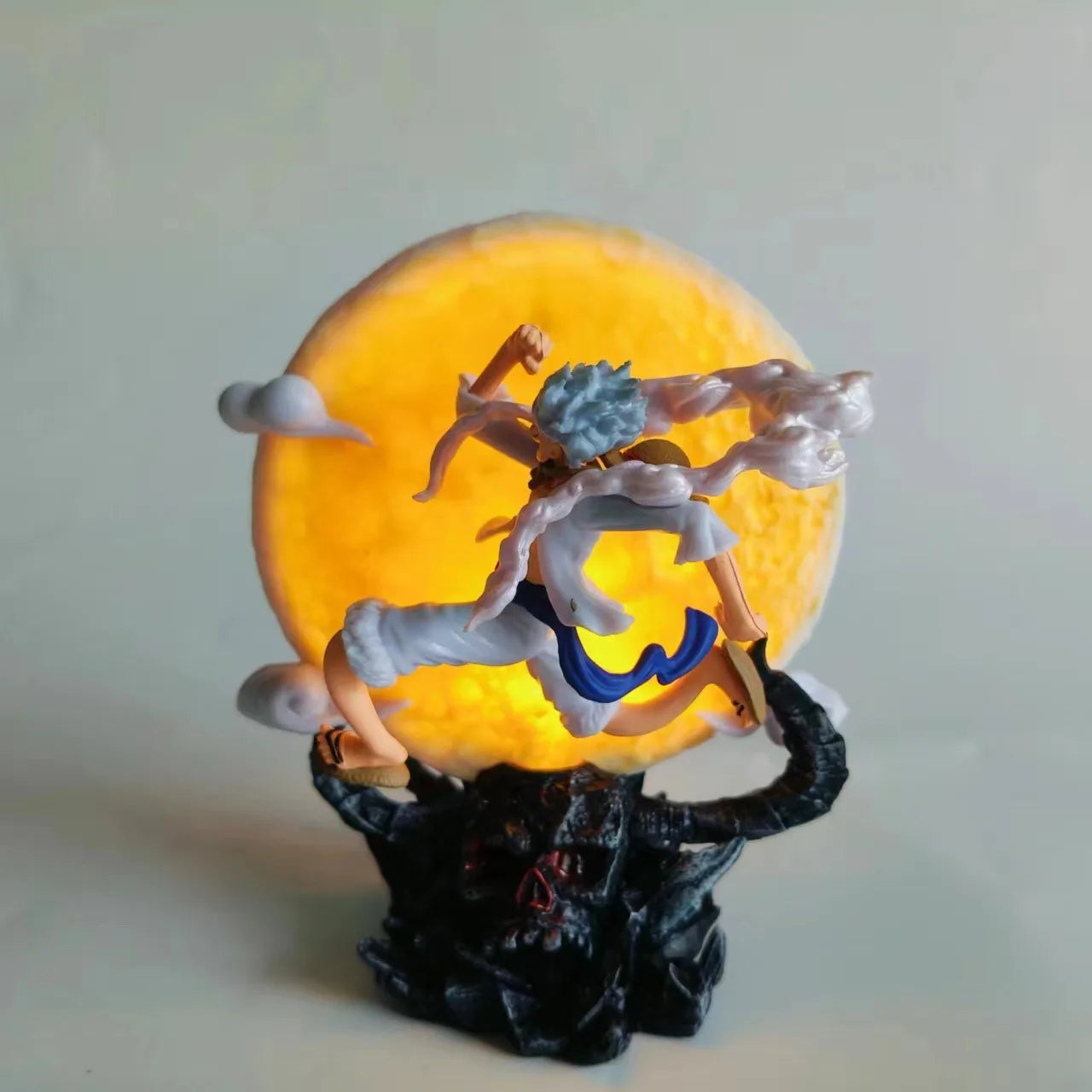 One Piece Gear 5 Luffy "Moon Fairy" Action Figure – 14cm Sun God Nika PVC Statue with LED Moon Light