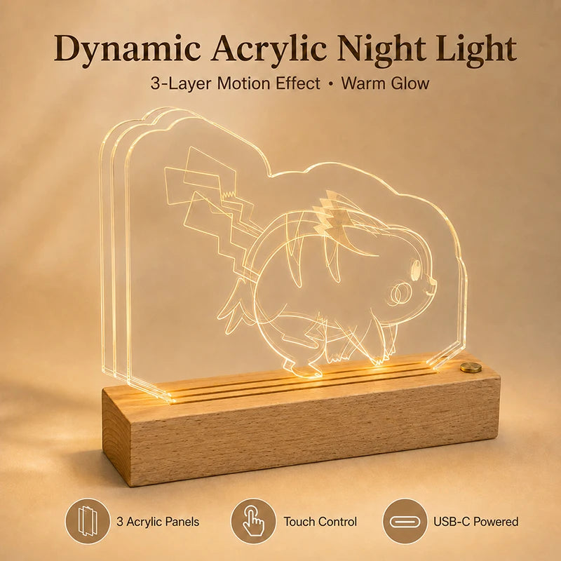 Pokémon Pikachu 3D Multilayer Acrylic LED Lamp – Dynamic Motion Effect Night Light