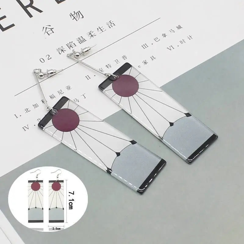 Demon Slayer Tanjiro Hanafuda Sun Earrings & Ear Clips