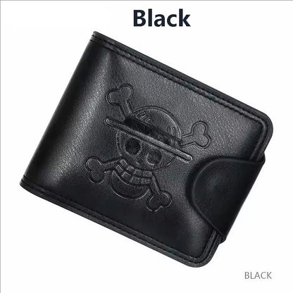 One Piece Luffy Straw Hat Pirates Leather Bifold Wallet – Short Multi-Card Holder