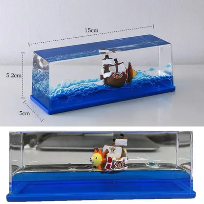 One Piece Floating Ship Liquid Wave Bottle – Thousand Sunny & Going Merry Desk Ornament