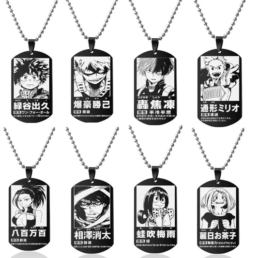 My Hero Academia Dog Tag Necklace – Stainless Steel Anime Character Pendant