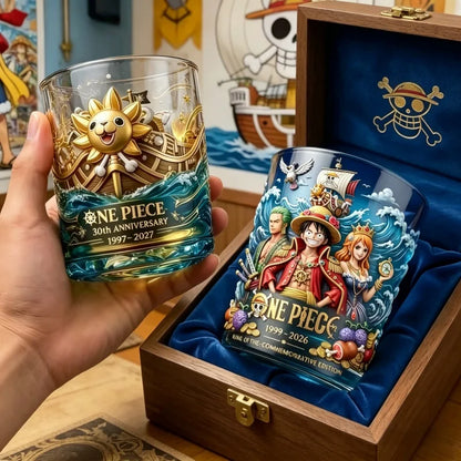 One Piece 30th Anniversary Glass Tumbler – Engraved Whiskey & Coffee Glass