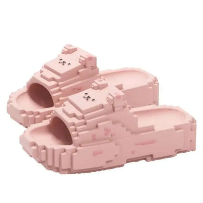 Pixel Bear Building Block Slippers - Thick Sole Anti-Slip EVA Slide Sandals