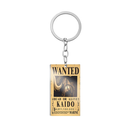 One Piece Wanted Poster Metal Keychain – Alloy Anime Keyring