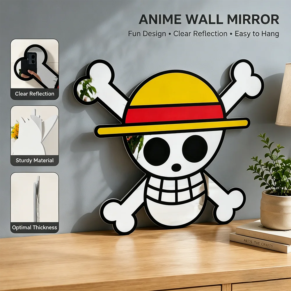 One Piece & Anime Acrylic Wall Mirror – HD UV Print Room & Gaming Decor