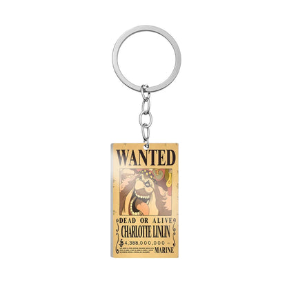 One Piece Wanted Poster Metal Keychain – Alloy Anime Keyring