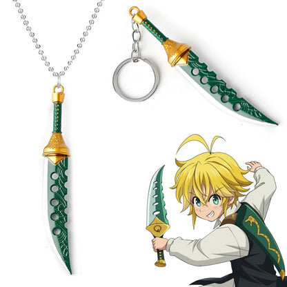 The Seven Deadly Sins Meliodas Lostvayne Sword – Anime Metal Weapon Keychain & Necklace