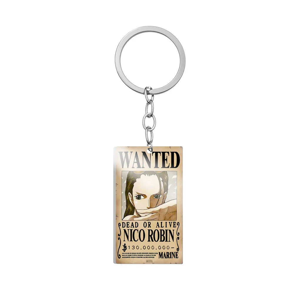 One Piece Wanted Poster Metal Keychain – Alloy Anime Keyring