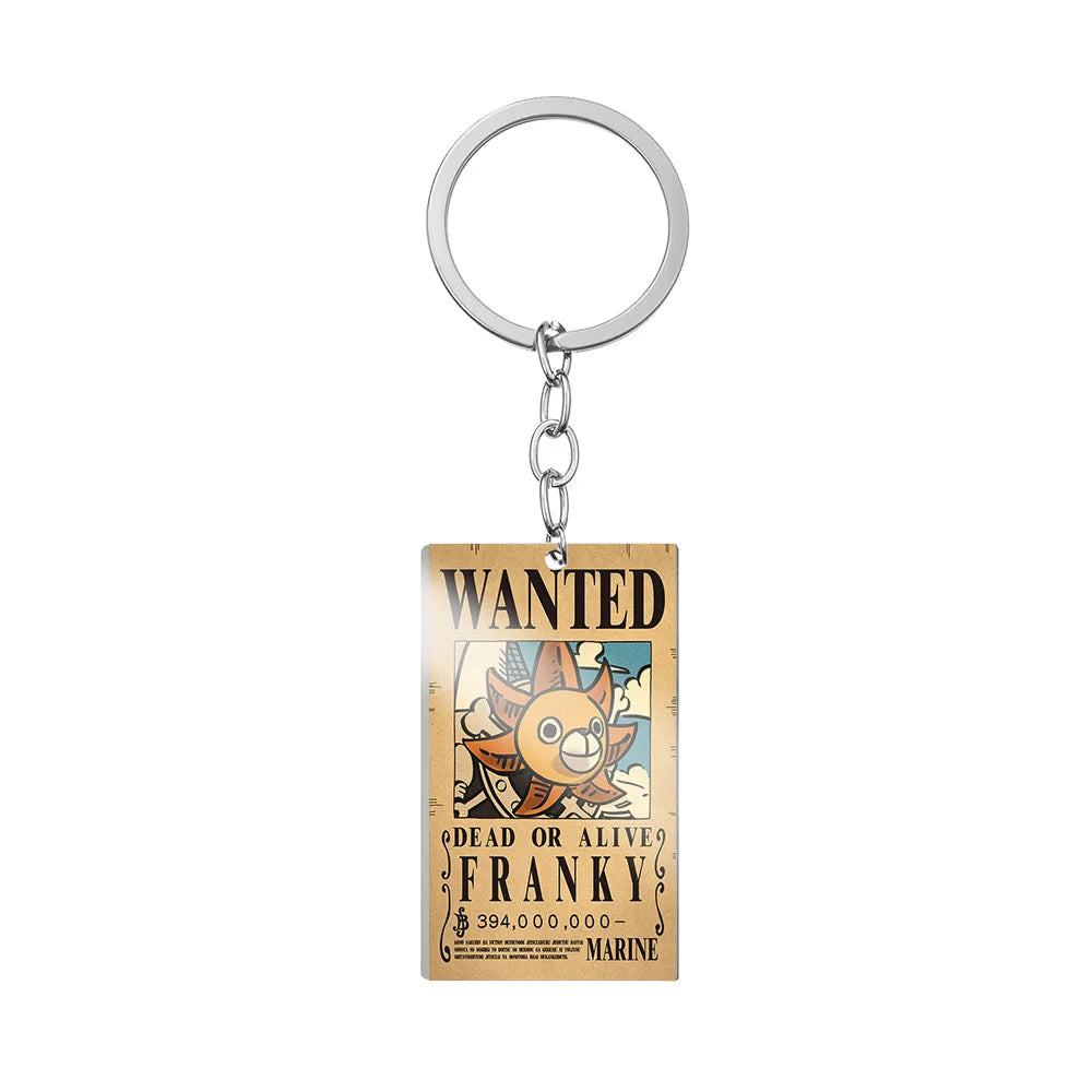 One Piece Wanted Poster Metal Keychain – Alloy Anime Keyring