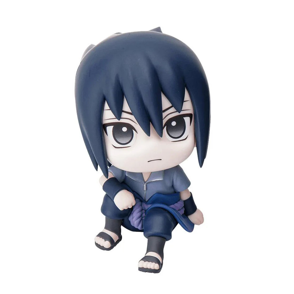 Uchiha Sasuke 9cm Q-version figure with sword - high-density PVC anime collectible for car dashboards.