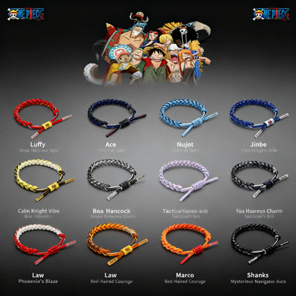 One Piece Woven Anime Bracelet – Luffy, Ace, Boa Hancock & Whitebeard Shoelace Hand Chain