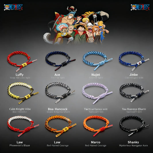 One Piece Woven Anime Bracelet – Luffy, Ace, Boa Hancock & Whitebeard Shoelace Hand Chain