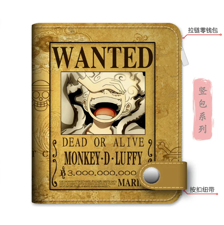 One Piece Bifold Short Wallet – Anime PU Leather Coin Purse & Card Holder