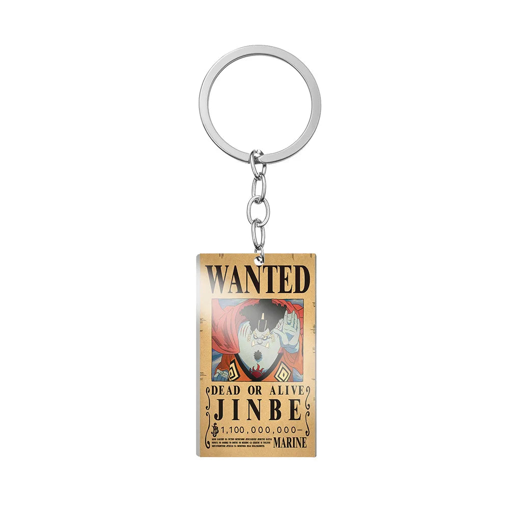 One Piece Wanted Poster Metal Keychain – Alloy Anime Keyring