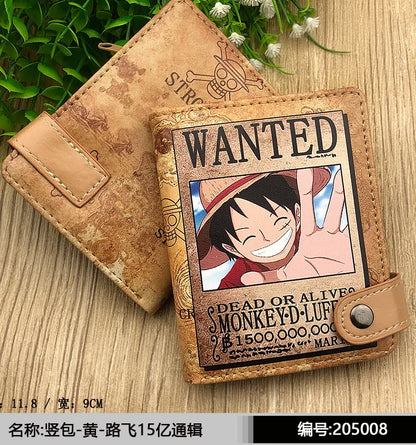 One Piece Bifold Short Wallet – Anime PU Leather Coin Purse & Card Holder