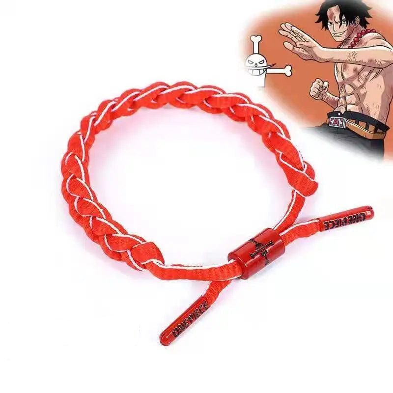 One Piece Woven Anime Bracelet – Luffy, Ace, Boa Hancock & Whitebeard Shoelace Hand Chain