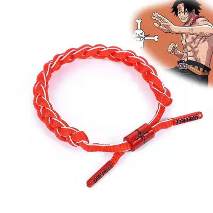 One Piece Woven Anime Bracelet – Luffy, Ace, Boa Hancock & Whitebeard Shoelace Hand Chain