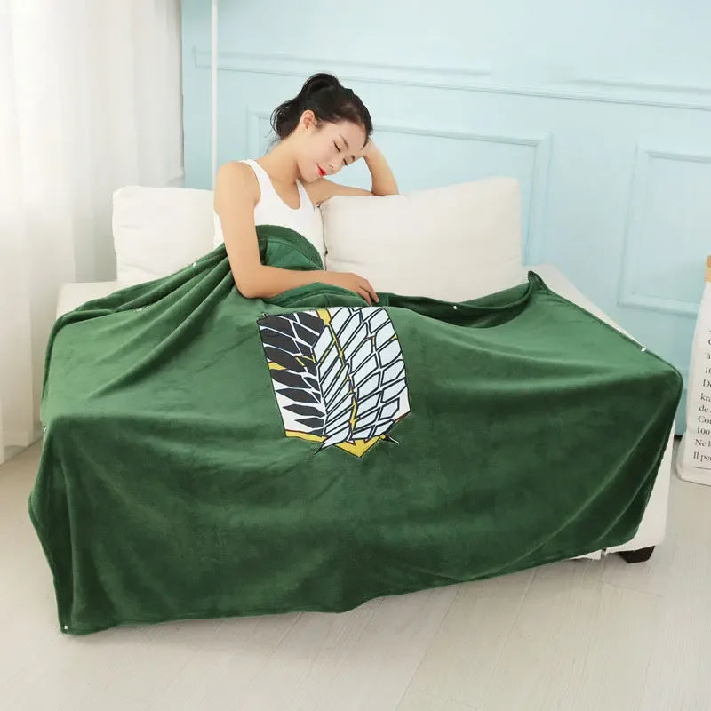 Attack on Titan Survey Corps Blanket Cloak – Kawaii Anime Fleece Cosplay Hoodie