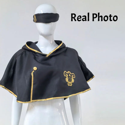 Black Clover Asta Cosplay Cloak – Black Bulls Logo Hooded Cape & Costume Robe