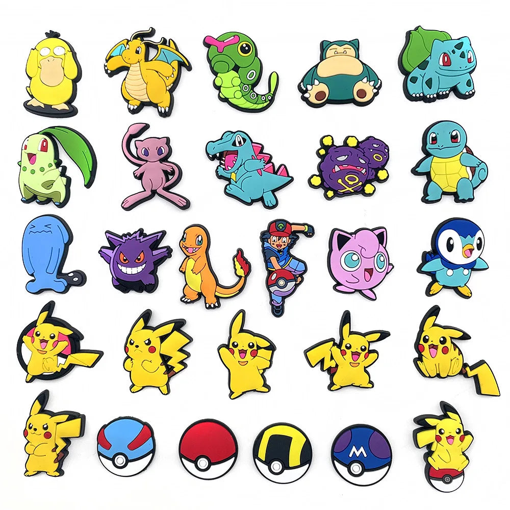 Pokémon PVC Clog Shoe Charms – Cartoon Pikachu & Monster Ball Accessories