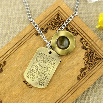 One Piece Straw Hat Military Badge Necklace & Keychain Set – Anime Pendant Accessories