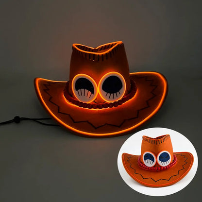 One Piece Portgas D. Ace LED Cowboy Hat – Neon Glowing Cosplay Prop