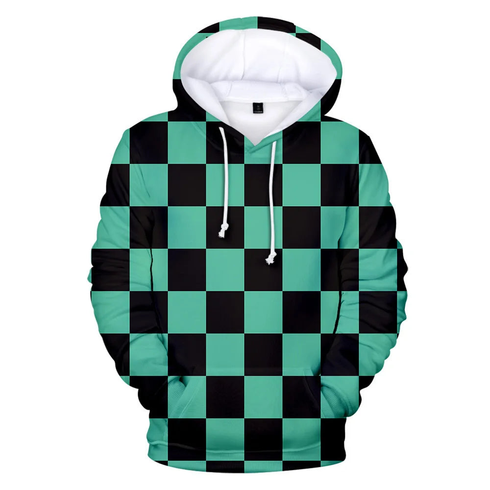 Demon Slayer Anime 3D Print Hoodie – Tanjiro & Nezuko Casual Pullover Streetwear