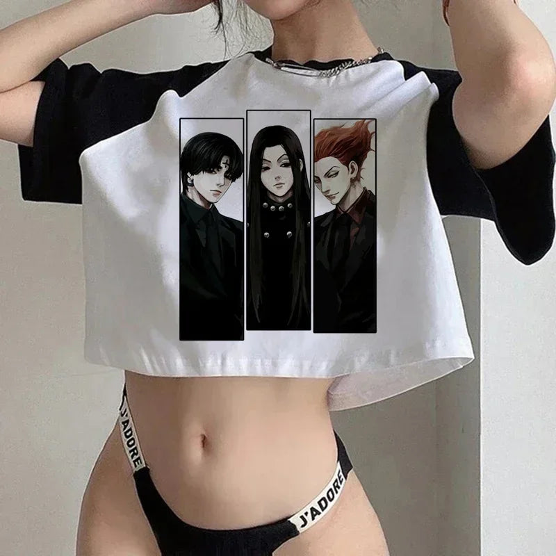 Hunter x Hunter Anime Graphic Crop Top – Y2K Harajuku Women's Short Sleeve Tee
