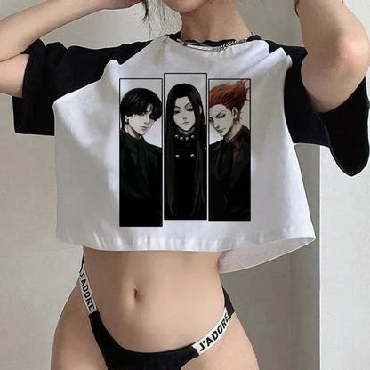 Hunter x Hunter Anime Graphic Crop Top – Y2K Harajuku Women's Short Sleeve Tee