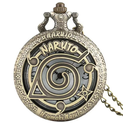 Naruto Vintage Bronze Quartz Pocket Watch – Anime Flip Cover Pendant Watch