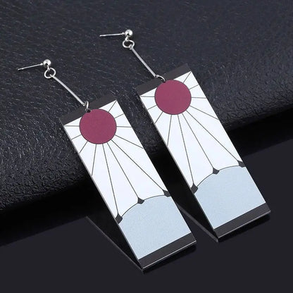 Demon Slayer Tanjiro Hanafuda Sun Earrings & Ear Clips