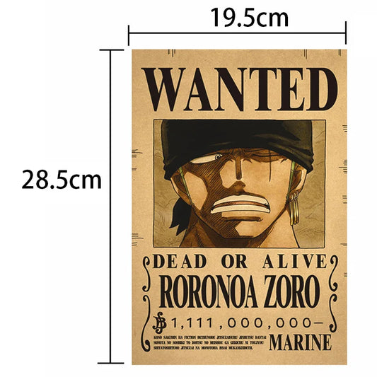 One Piece Wanted Posters Set (10-Pack) – Vintage Kraft Paper Wall Art