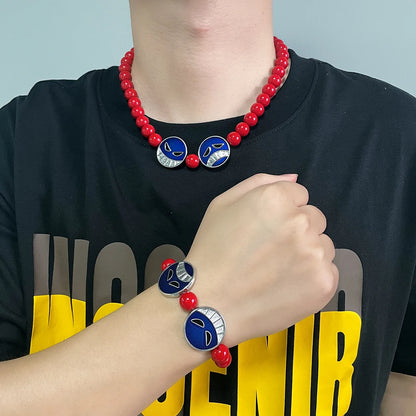 One Piece Portgas D. Ace Red Bead Necklace & Bracelet Set – Cosplay Jewelry