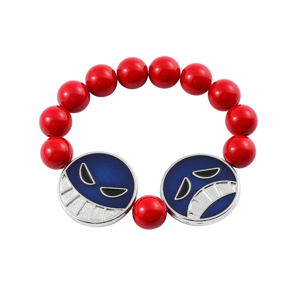 One Piece Portgas D. Ace Red Bead Necklace & Bracelet Set – Cosplay Jewelry