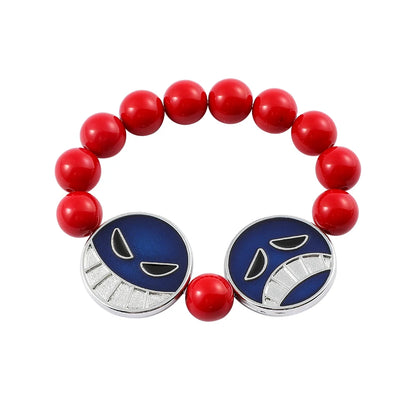 One Piece Portgas D. Ace Red Bead Necklace & Bracelet Set – Cosplay Jewelry