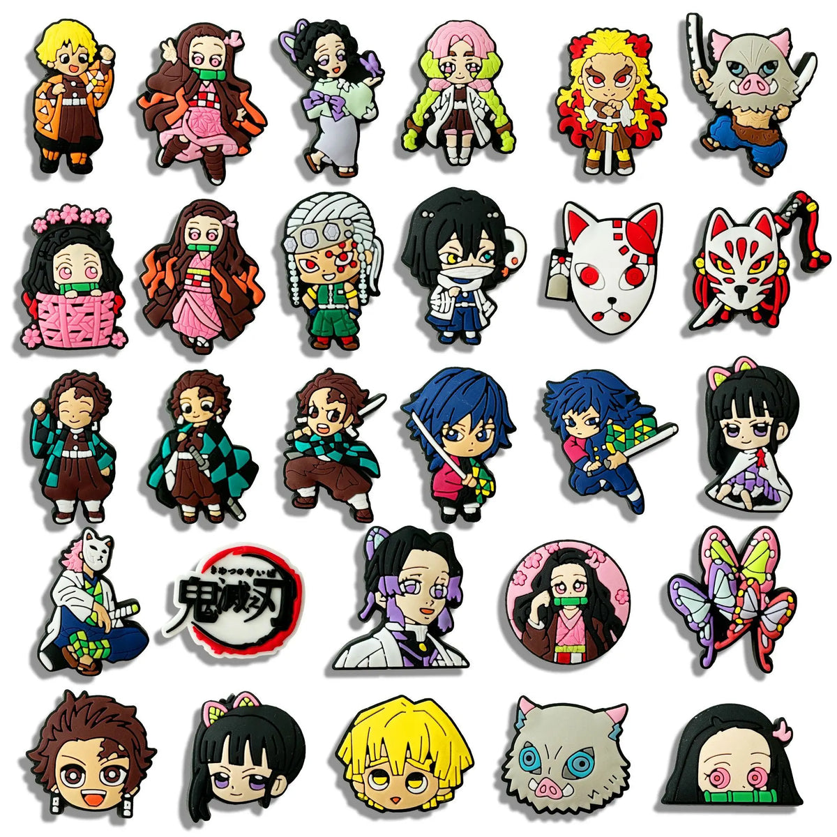 Demon Slayer PVC Clog Shoe Charms – Kimetsu no Yaiba Tanjiro, Nezuko & Hashira Accessories