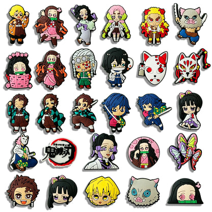 Demon Slayer PVC Clog Shoe Charms – Kimetsu no Yaiba Tanjiro, Nezuko & Hashira Accessories